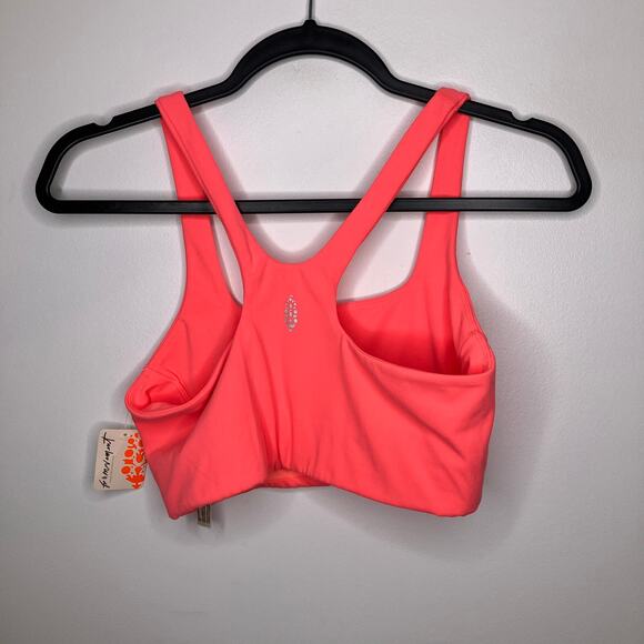 NWT FREE PEOPLE MOVEMENT Racer Back Sports Bra Neon Coral Small - Picture 2 of 4